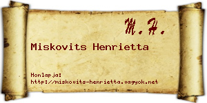 Miskovits Henrietta névjegykártya